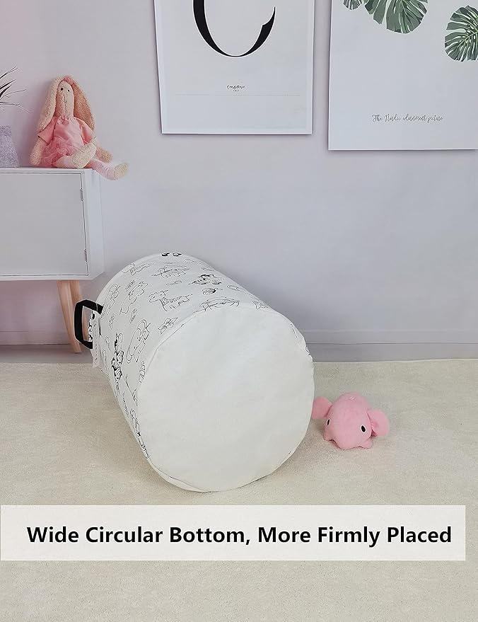 QUEENLALA Large Storage Basket,Laundry Hamper/Bathroom/Home Decor/Collapsible Round Storage Bin,Boys and Girls Hamper/Boxes/C
