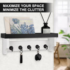 Key and Mail Holder Wall Mount, Key Holder with Shelf and Mail Organizer Wall Mount. Mail Holder with 5 Hooks for Coat, Dog L