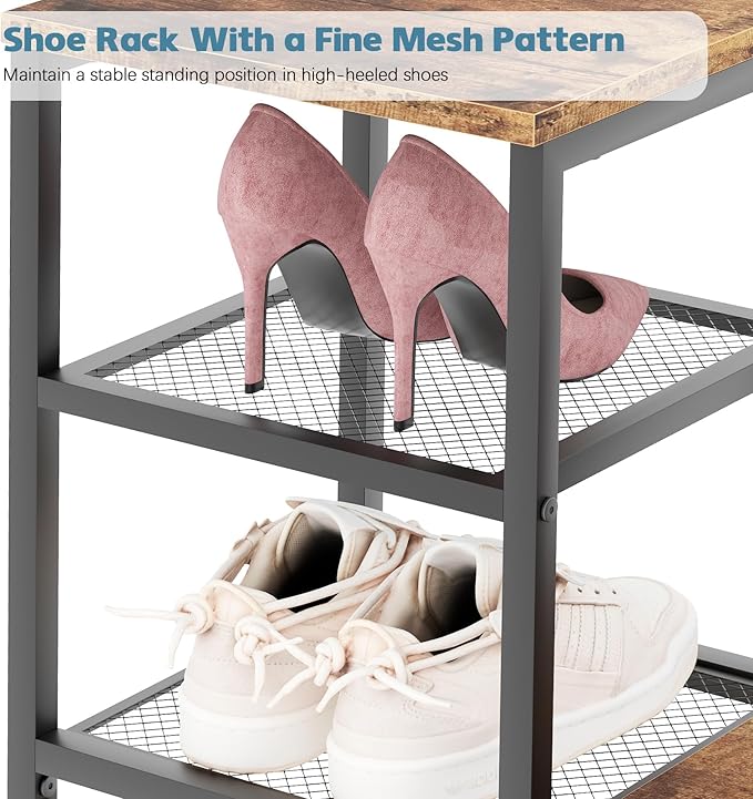 Shoe Rack Bench for Entryway,Free Standing Shoe Storage Organizer for Front Door Entrance,4-Tier Boot Rack Holder Shelf for C