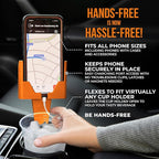 CELL PHONE SEAT - Cup Holder Phone Holder Mount for Car - Universal Adjustable Expander Cradle Hands-Free Driving - Compatible with All Smartphones iPhone Samsung Google Android Orange