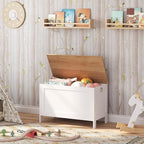 HOOBRO Toy Box, Retro Wooden Look Storage Chest with Safety Hinge, Entryway Storage Bench Supports 220 lb, 29.9 x 15.7 x 18.9