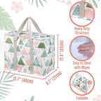 VENO 2 Pack Insulated Cooler Bag Reusable Grocery Shopping Bag, Food Delivery, Heavy Duty, Large Size, Durable Handles, Double Zippers, Lid, Collapsible (Pastel Forest, 2 Pack)