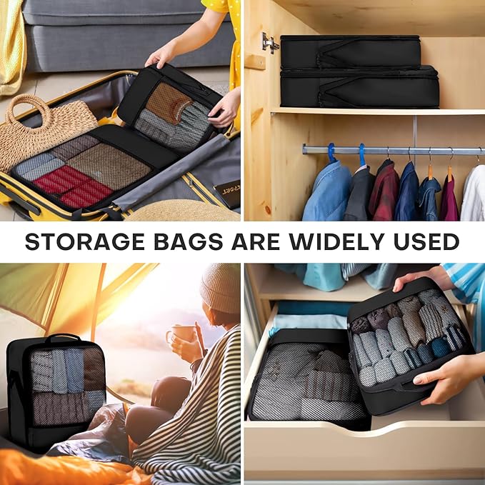 4 PCS Set Compression Packing Cubes for Travel, Lightweight Packaging Organizer Bags for Carry On Space Saving, Travel Essent