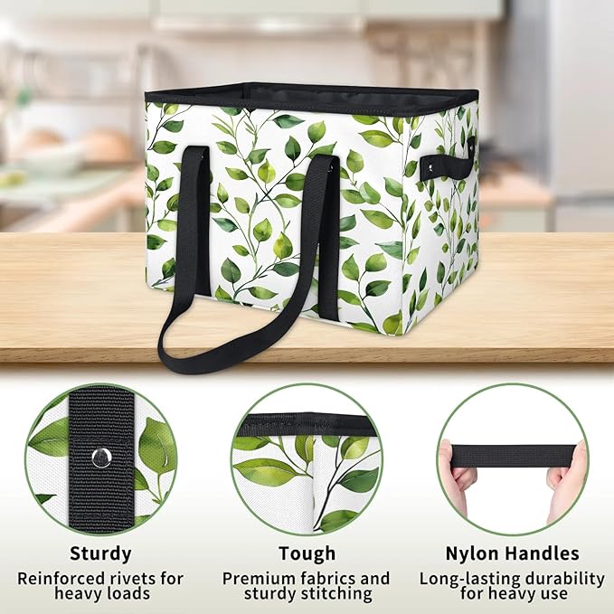 Reusable Grocery Bag, Foldable Large Shopping Tote Bag for Groceries Kitchen Picnic Car Trunk