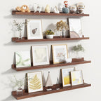 Fun Memories Picture Ledge Shelf, Floating Shelves Set of 4, 36 Inch Picture Shelves for Wall with Ledge, Large Nursery Book 