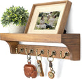 Rebee Vision Acacia Wood Farmhouse Key Holder Wall Mount for Room Decor – Retro Key Holder for Wall with Shelf for Cute Thing
