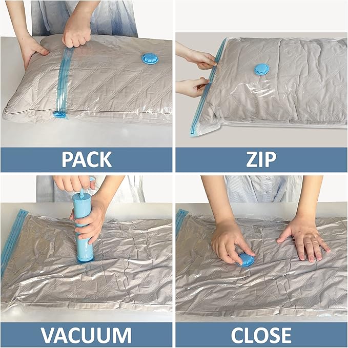 MattEasy Space Saver Vacuum Storage Bags, 6 Pack Combo (2 Jumbo/2 Large/2 Medium) Space Saver Bags with Pump, Storage Vacuum 