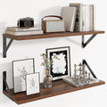 Axeman 24 Inch Floating Shelves | 8 Inch Deep Walnut Wall Shelves Set of 2 | 24W x 8D Rustic Wood Shelves for Bookshelf Livin