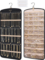 BAGSMART Hanging Jewelry Organizer, Necklace Holder Anti-tangle Earrings Rings Hanger with 20 Jewelry Bags Travel Storage Rol