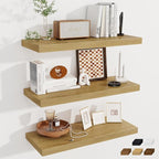 Fun Memories 12 Deep Floating Shelves for Wall | 30W x 12D Large Floating Shelves | 3 Pack Storage Space Wall Mount Shelf for