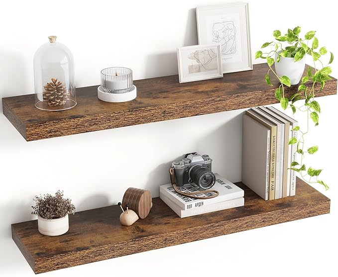 30 Inch Floating Shelves, 8 Inch Deep Floating Shelves for Wall, Hanging Shelf with Invisible Brackets, Deep Shelves for Bath