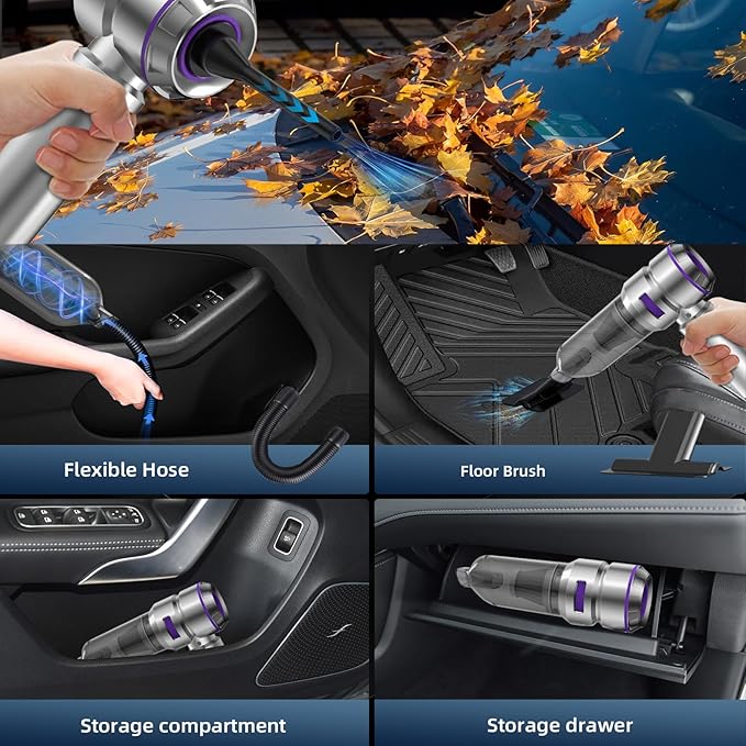Car Vacuum Cleaner High Power - 22000PA Portable Car Vacuums 4 in 1 Compressed Air Duster & Blower Hand Held Vacuum Cordless 