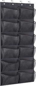 KIMBORA Boots Hanging Shoe Organizer for Closet 12 Extra Large Mesh Pockets Over The Door Shoe Rack for Men Shoes Size 16, Bl