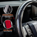 West Llama Carbon Fiber Steering Wheel Covers,3 Piece Car Wheel Cover Universal Fit 99% Cars(Glossy Black)