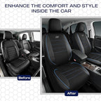 Skechers Air-Cooled Memory Foam Seat Covers,Mesh Thick Car Seat Covers,Piping Leather Car Seat Covers Front Seats,Airbag Comp