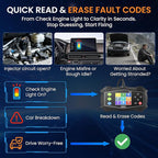 OBD2 Scanner Diagnostic Tool, Code Reader for Check Engine Light with Battery Test, EVAP System(Mode 8), O2 Sensor & I/M