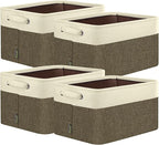 BALEINE 4 Pack Fabric Closet Storage Bins for Shelves, Linen Closet Organizers and Storage, Decorative Baskets for Organizing