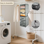 2-in-1 Durable 6-Tier Hanging Closet Organizer with 4 Removable Drawers,2 Separable 3-Tier Thickened Fabric Hanging Shelf Clo