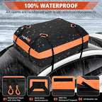 Roof Bag, Waterproof Soft Car Top Carrier Without Rack, 15 Cubic Feet Cargo Carrier for Top of All Vehicles with/Without Rack, Includes Anti-Slip Mat, 4 Door Hooks, Luggage Lock, Storage Bag