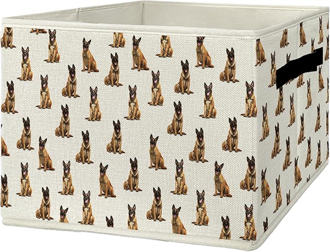 Belgian Malinois Gifts Storage Bins & Boxes with Handles, Dog Mom Dad Lovers Gifts Foldable Basket for Organizing, Dog Collap