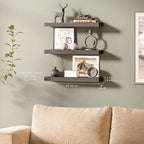 Ballucci Floating Shelves for Wall, 24" Wood Wall Mount Shelf Set of 3, Invisible Brackets Floating Shelf for Decor Living Ro