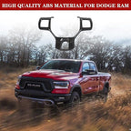 Hoolcar Interior Steering Wheel Cover ABS Trim for 2010-2017 Dodge RAM 1500 Accessories, Carbon Fiber
