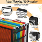 2 Pack Hanging File Holder, 10 Hanging Folders, Metal Mesh, Letter Size Folder Storage, Desktop Storage Cabinets, Office Scho