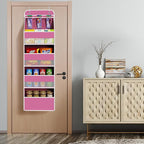 Univivi 5-Shelf Fabric Door Storage Over Door Hanging Organizer with 4 Large Pockets and 3 Small PVC Pockets Nursery Closet C