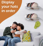 KEETDY Metal Hat Racks for Baseball Caps Wall Hat Organizer Fit 48 Caps Holder, 2 Packs Sturdy Wall Mounted Snapback Storage 