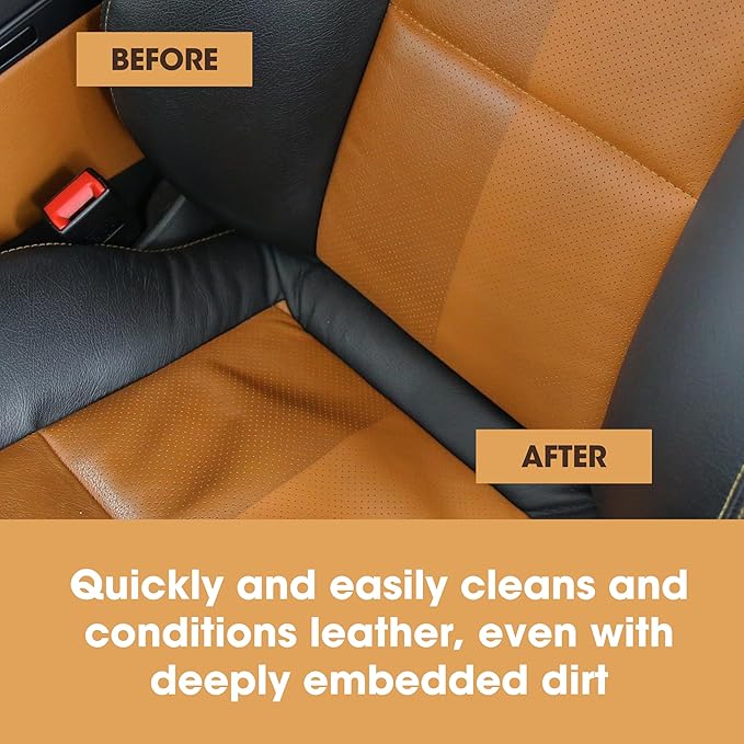 Furniture Clinic Large Leather Care Kit | Leather Cleaner + Conditioning Protection Cream for Furniture | Two 17oz Bottles + 