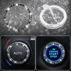 CAR PASS 23 PCS Bling Diamond Car Accessories Set for Women, Leather Seat Covers Full Set Floor Mats Steering Wheel Cover, Coasters Seat Belt Covers Phone Holder Universal Fit Car SUV Truck Van Black