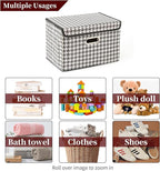 STOREONE Fabric Storage Cube Bins Foldable Organizer Container Collapsible Basket with Lids and Metal Handles, for Home, Bedr