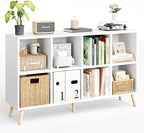 Flrrtenv 8-Cube Bookshelf 2 Tier Modern Bookcase with Legs, 11in Shelf Opening, 47" Wood Bookshelves Storage Organizer Shelf,
