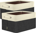 BALEINE 2 Pack Fabric Closet Storage Bins for Shelves, Linen Closet Organizers and Storage, Decorative Baskets for Organizing