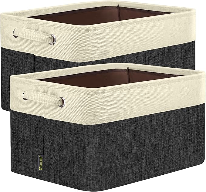 BALEINE 2 Pack Fabric Closet Storage Bins for Shelves, Linen Closet Organizers and Storage, Decorative Baskets for Organizing