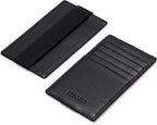 HISCOW Car Sun Visor Card Holder with Elastic Band Fastener - Italian Calfskin (Black)