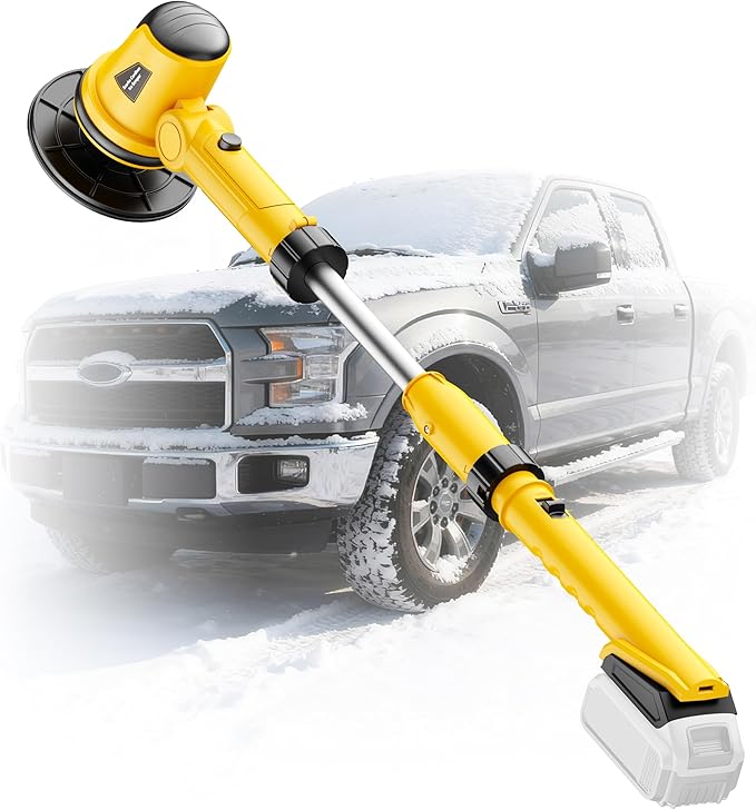 Ecarke Electric Ice Scraper Compatible with Dewalt 20V Battery, 2000RPM High-Speed 45° Head Adjust, 30'' Adjustable Handle Car Window Windshield Scraper for Ice & Snow, Tool Only Battery Not Included