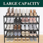 Smiry Long Bamboo Shoe Rack 4-Tier, Stackable Wooden Shoe Organizer for Entryway & Closet, Free Standing Wood Shoe Storage Sh