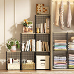 Taller Closet Organizers and Storage with Wood Top, Set of 3 Stackable Wire Storage Bins for Clothes, Bags, Towels, Double St