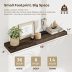 Dreamland Wood Floating Shelves 36 Inch Long, Rustic Solid Elm Wood Live Edge Shelves for Home Decor, 8 Inch Deep Wall Shelf 
