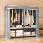 Foldable Wardrobe Closet, Clothes Rack with Cover for Bedroom, Portable Metal Closet Organizer, Thick Steel Tubes, Heavy Duty