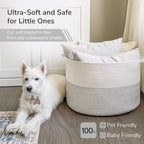 INDRESSME XXXLarge Cotton Rope Basket 21.7" x 21.7" x 13.8" Woven Baby Laundry Basket for Blankets Toys Storage Baskets with 