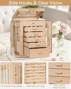 AKOZLIN Jewelry Box 6-Tier Organizer Functional 360° Rotating Jewelry Storage Case for Women Girls Ring Necklace Earring Brac