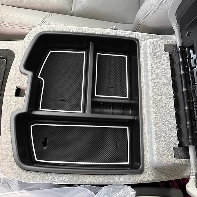 Center Console Organizer Compatible with 2007-2014 Chevy Silverado GMC Sierra Avalanche Tahoe Suburban Yukon Yukon XL Accessories, Floor Mounted Center Console ONLY, White Trim