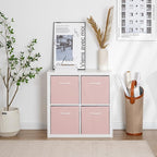 StorageWorks Pink Storage Cubes, 13x13 Storage Cube Bins with Handle, Cube Storage Organizer Bins for Shelves and Closet, Col