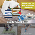 HIBAG Vacuum Storage Bags with Electric Pump, Vacuum Seal Bags for Clothing, Pillows, Blanket Bedding Comforters, 10 pack Lar