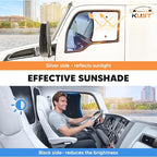 KUST 20''x16.9'' Side Window Sun Shade for Semi Truck, Kenworth T680 / T880 / W990 (All Years) Black&Silver Side Window Shade for T680 / T880 / W990, Sunshade with Suction Cup, Glare Sun UV Rays 2PCS