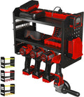 BUILTSTRONG Power Tool Organizer Wall Mount - 3-Tier Heavy-Duty Metal Hand Tool Storage Rack, Utility Racks, Drill Holder, Pe