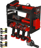 BUILTSTRONG Power Tool Organizer Wall Mount - 3-Tier Heavy-Duty Metal Hand Tool Storage Rack, Utility Racks, Drill Holder, Pe