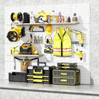 Peg Board, 6PCS Metal Pegboard, Heavy Duty pegboard Wall Organizer with Frame. White pegboard for Walls, Garage, Workbench, C